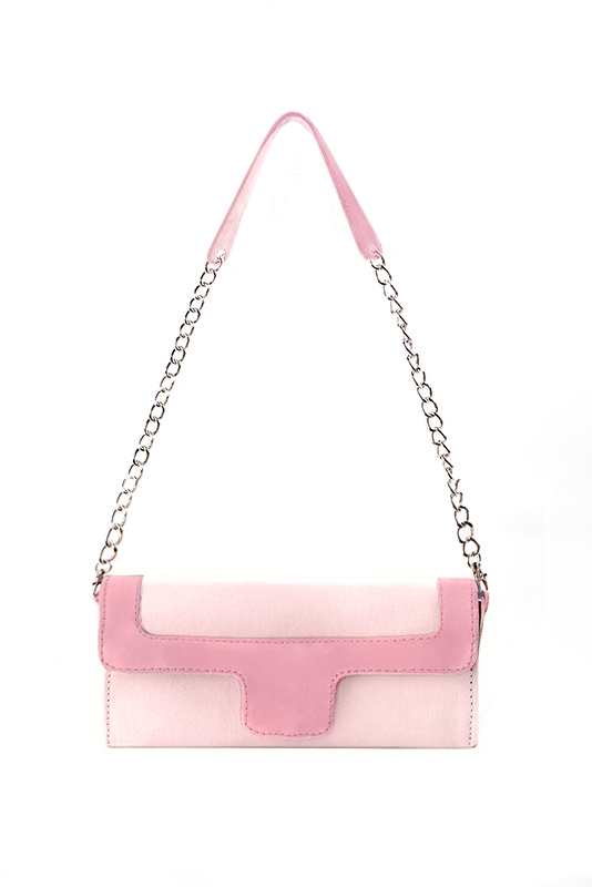 Women's light pink and carnation pink luxurious elegant clutch for ceremonies, weddings and evenings out. - Top view